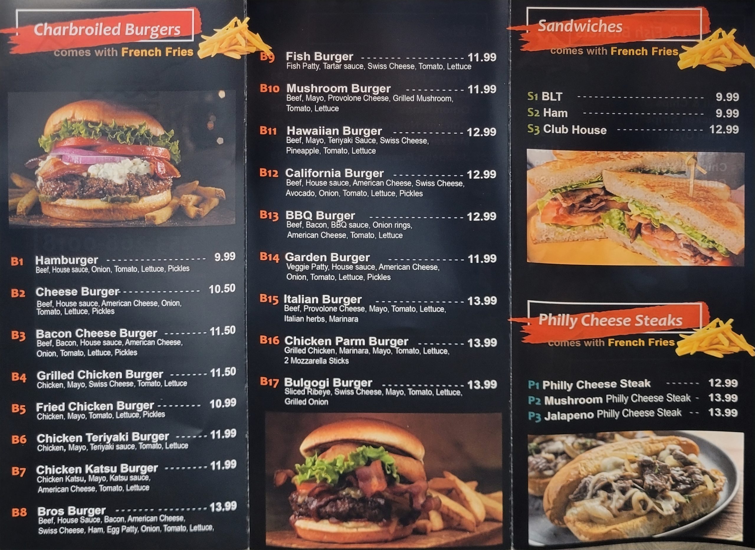 Bros Burgers Menu (Updated March 2024)